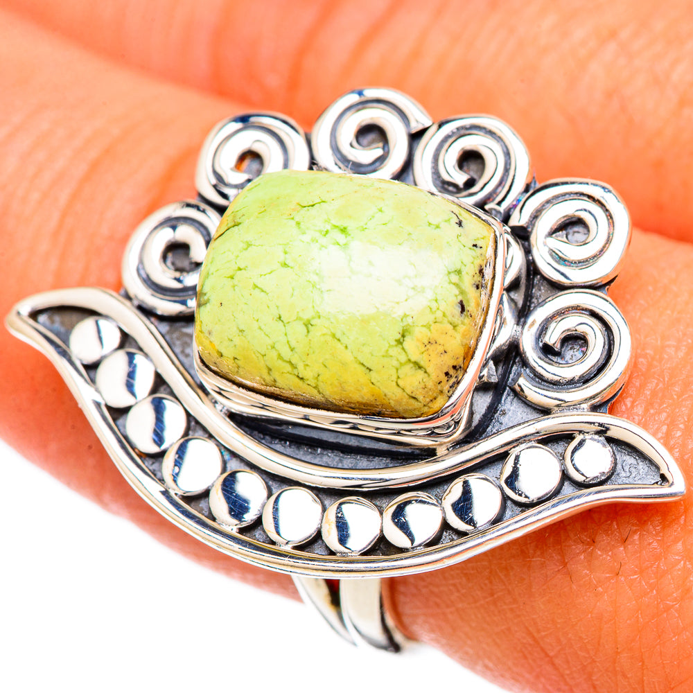 Lemon Chrysoprase Rings handcrafted by Ana Silver Co - RING104973