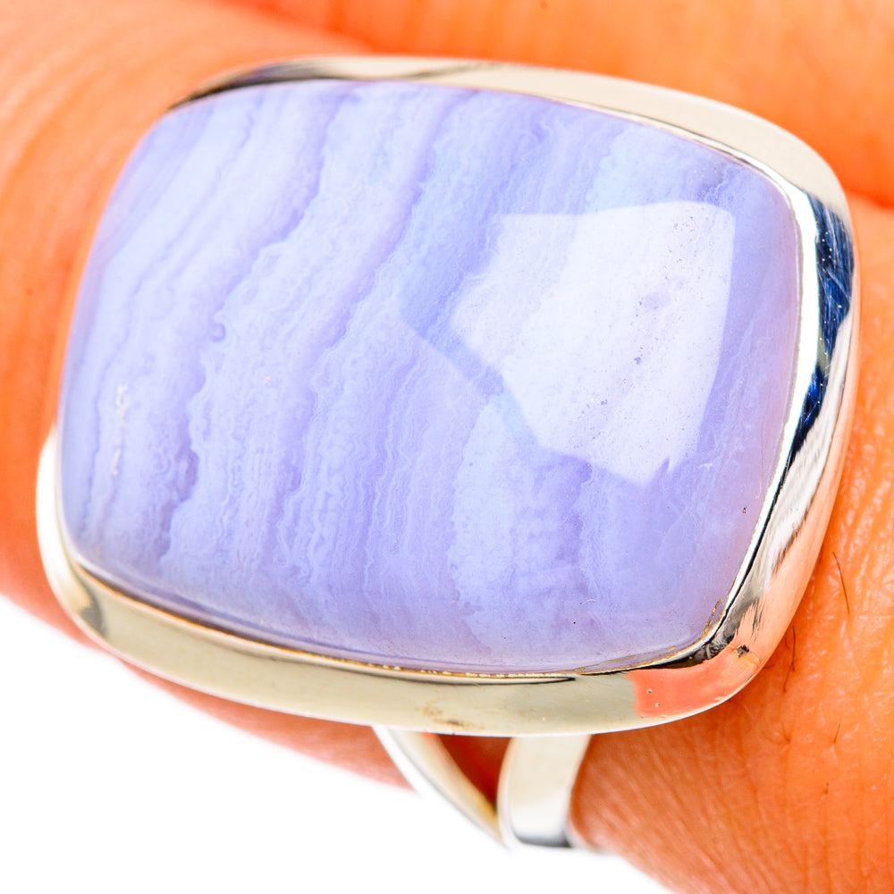 Blue Lace Agate Rings handcrafted by Ana Silver Co - RING104989