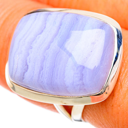 Blue Lace Agate Rings handcrafted by Ana Silver Co - RING104989