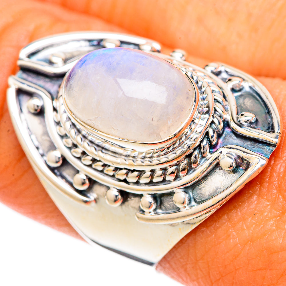 Rainbow Moonstone Rings handcrafted by Ana Silver Co - RING104990