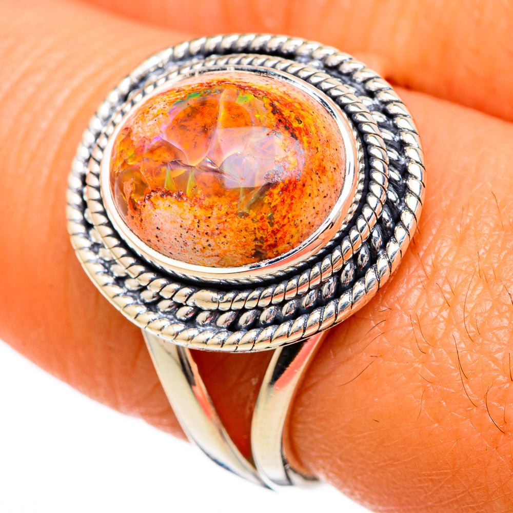 Mexican Fire Opal Rings handcrafted by Ana Silver Co - RING104993