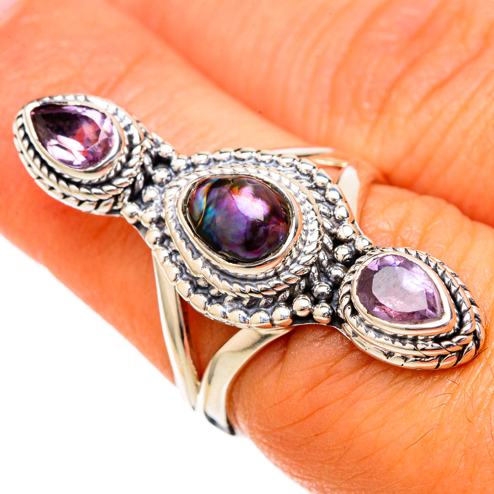 Titanium Mother Of Pearl Rings handcrafted by Ana Silver Co - RING105014