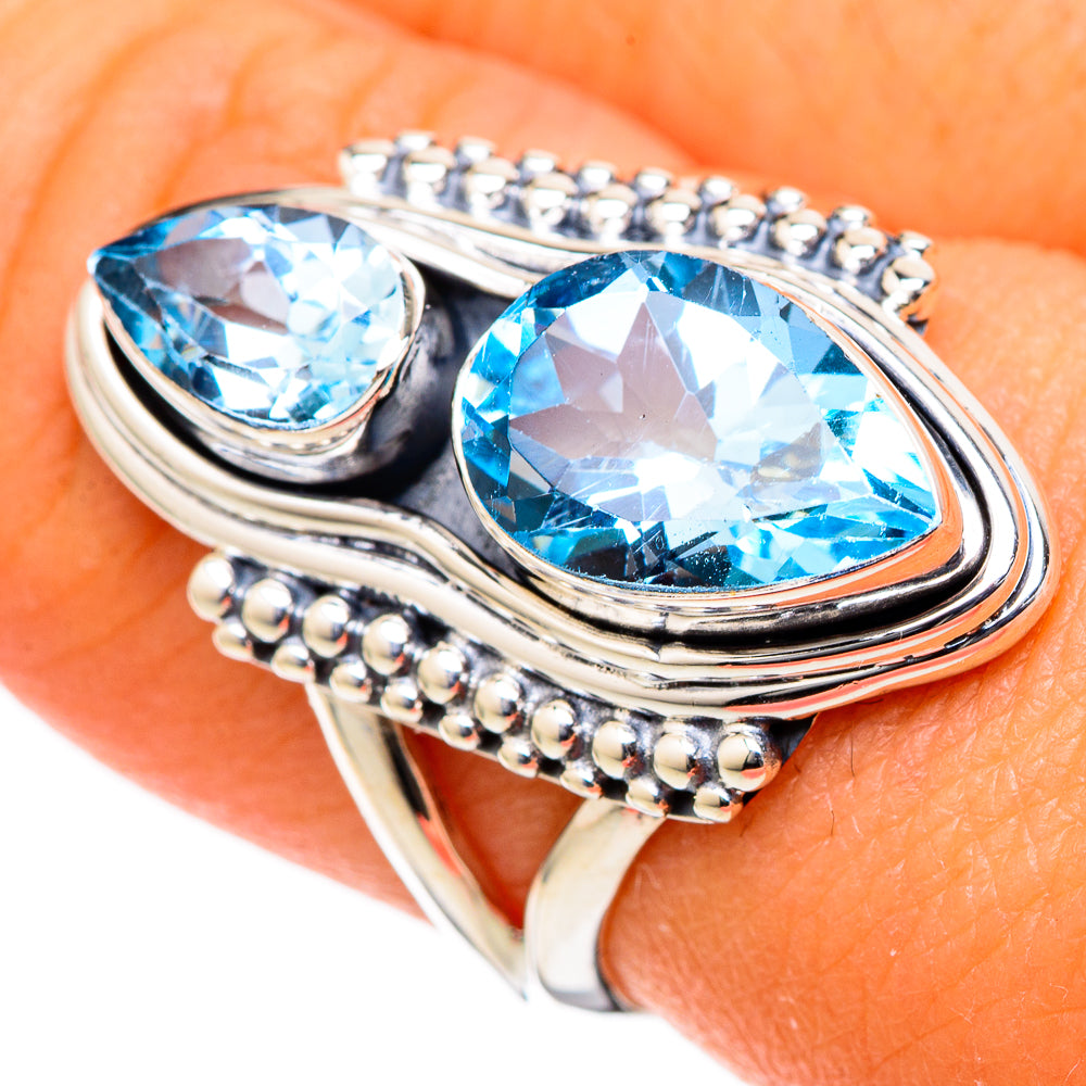 Blue Topaz Rings handcrafted by Ana Silver Co - RING105018