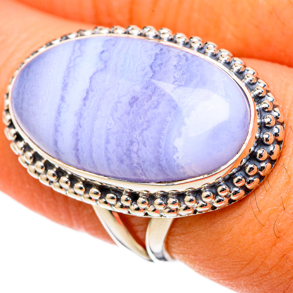 Blue Lace Agate Rings handcrafted by Ana Silver Co - RING105041