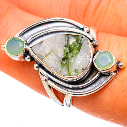 Green Tourmaline In Quartz Rings handcrafted by Ana Silver Co - RING105058