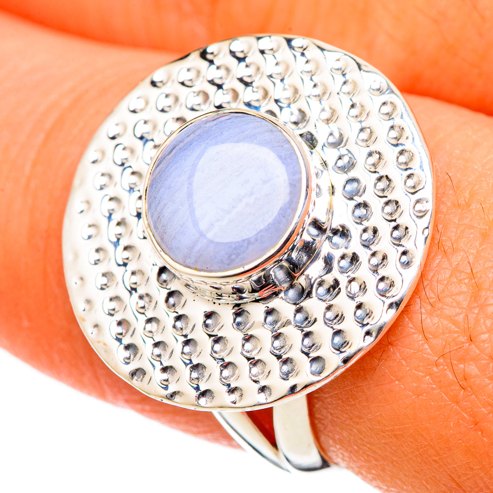 Blue Lace Agate Rings handcrafted by Ana Silver Co - RING105078