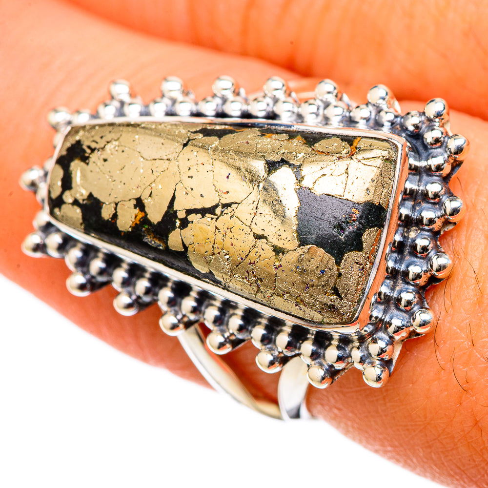 Pyrite Agate Rings handcrafted by Ana Silver Co - RING105106