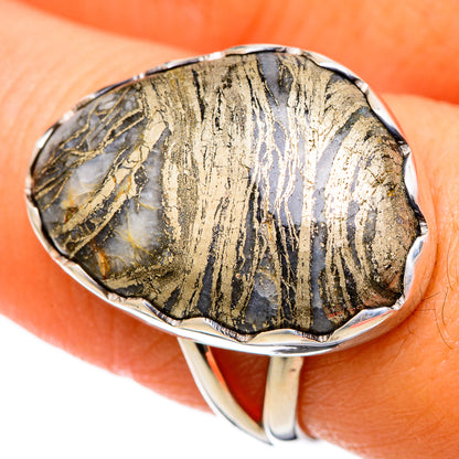 Pyrite Agate Rings handcrafted by Ana Silver Co - RING105107