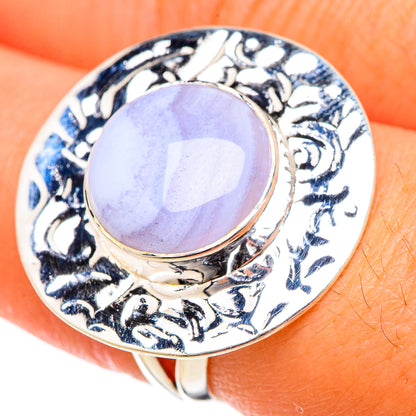 Blue Lace Agate Rings handcrafted by Ana Silver Co - RING105112