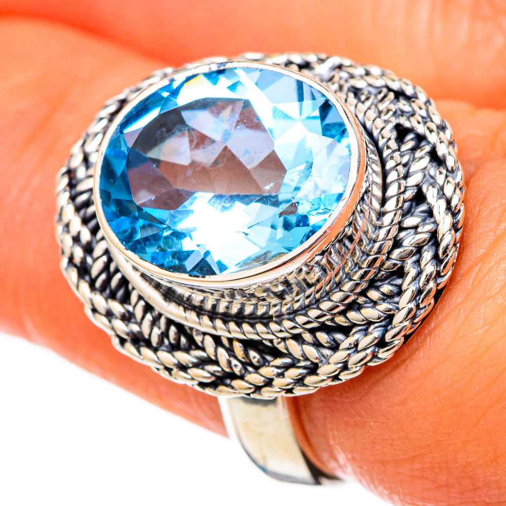 Blue Topaz Rings handcrafted by Ana Silver Co - RING105121