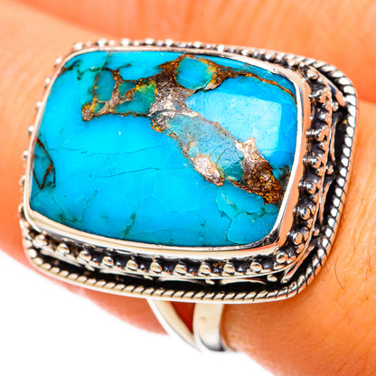 Blue Copper Composite Turquoise Rings handcrafted by Ana Silver Co - RING105124