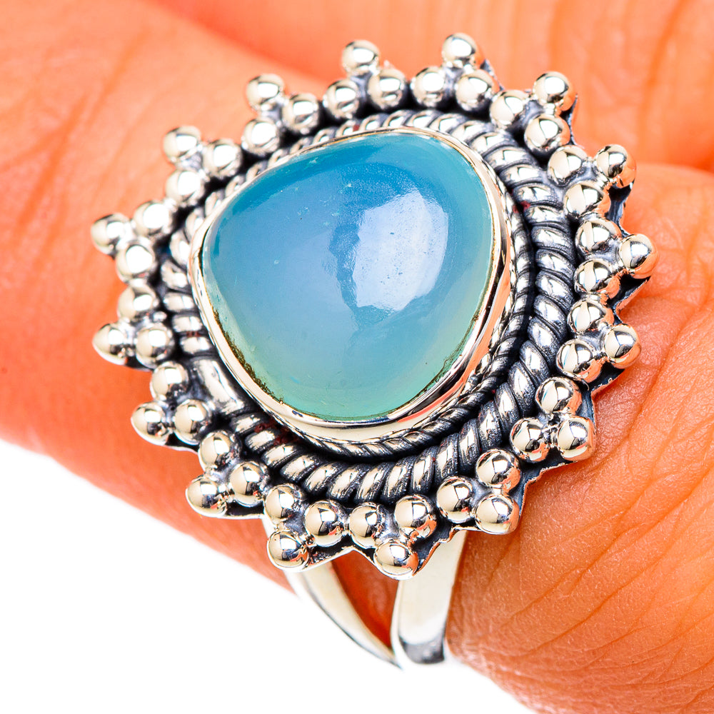Aqua Chalcedony Rings handcrafted by Ana Silver Co - RING105151
