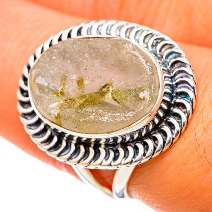 Green Tourmaline In Quartz Rings handcrafted by Ana Silver Co - RING105171