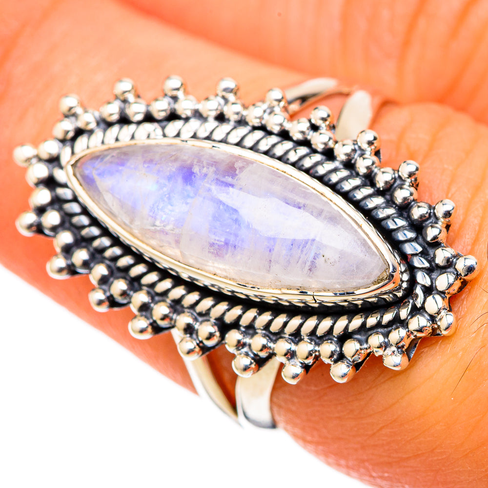 Rainbow Moonstone Rings handcrafted by Ana Silver Co - RING105194