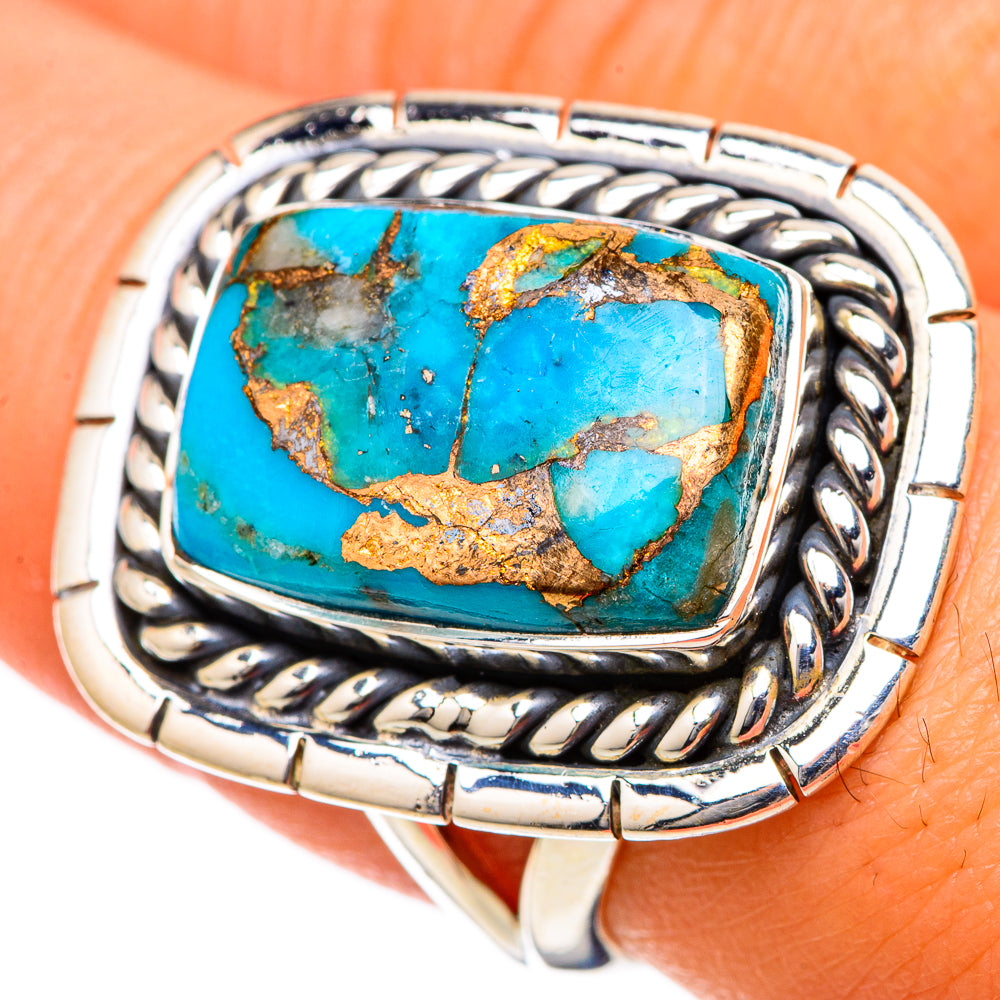 Blue Copper Composite Turquoise Rings handcrafted by Ana Silver Co - RING105197