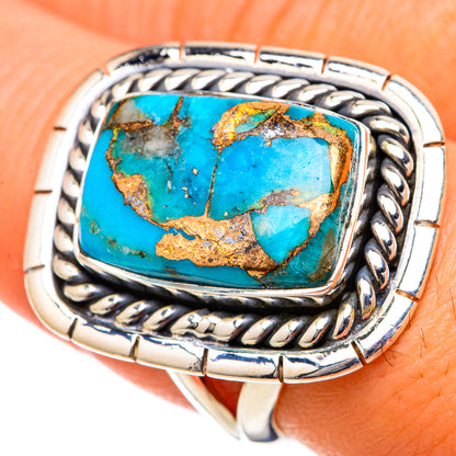Blue Copper Composite Turquoise Rings handcrafted by Ana Silver Co - RING105197