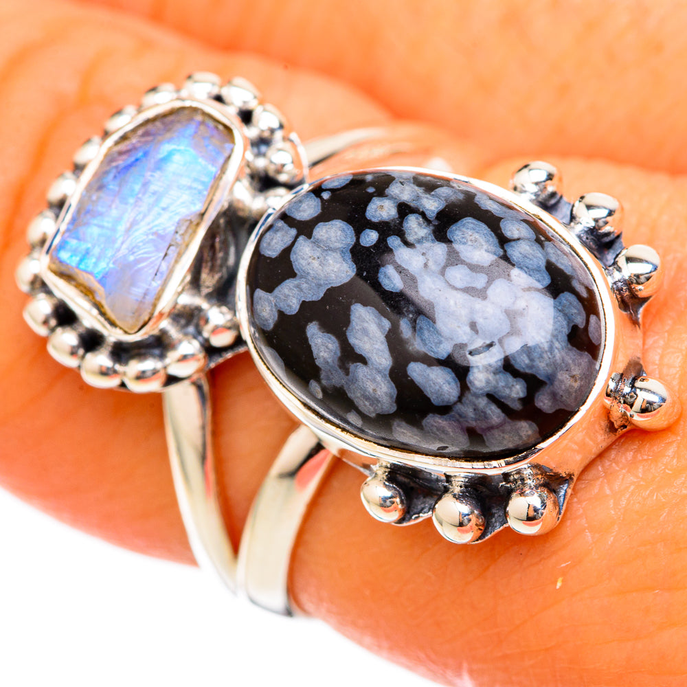 Snowflake Obsidian Rings handcrafted by Ana Silver Co - RING105215