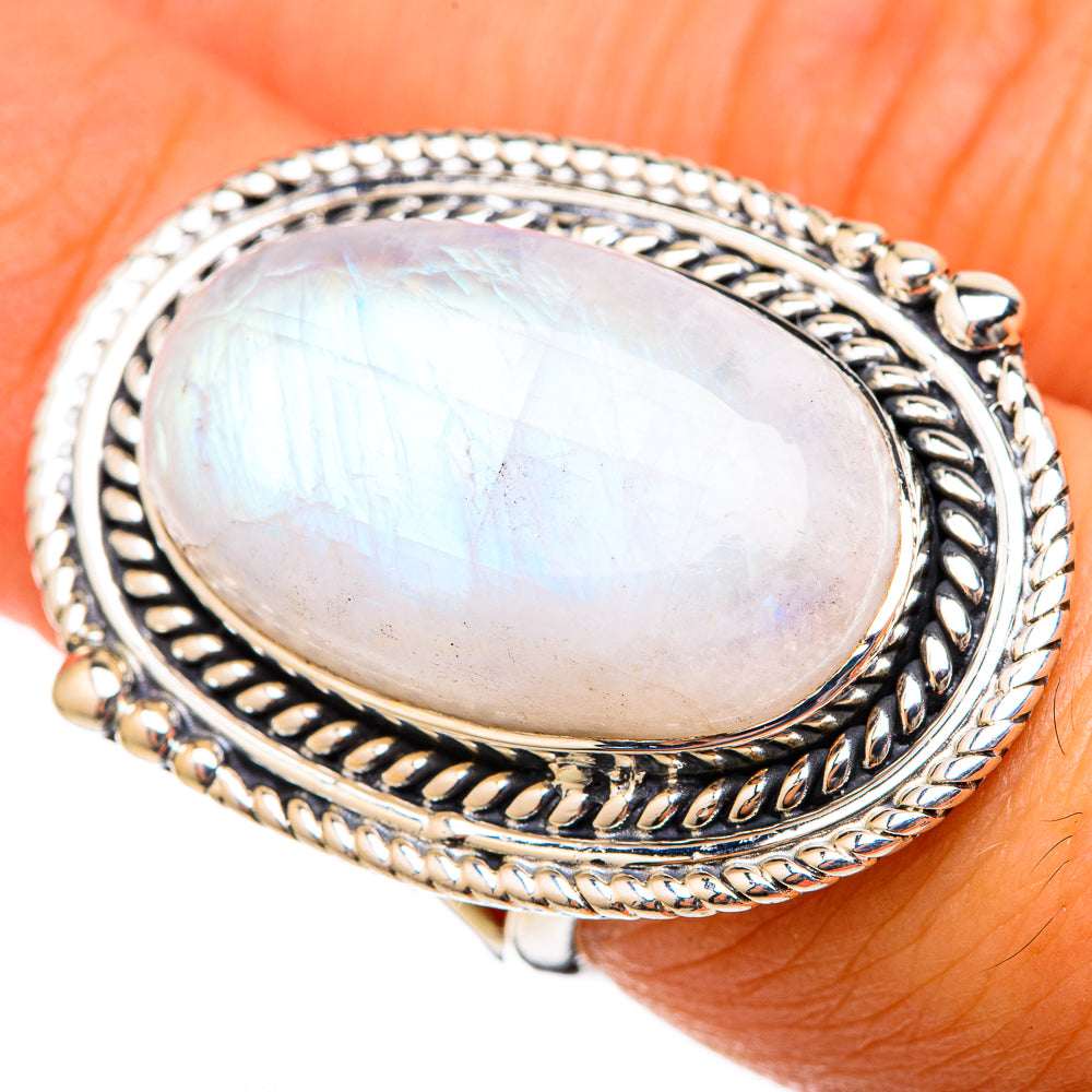 Rainbow Moonstone Rings handcrafted by Ana Silver Co - RING105269