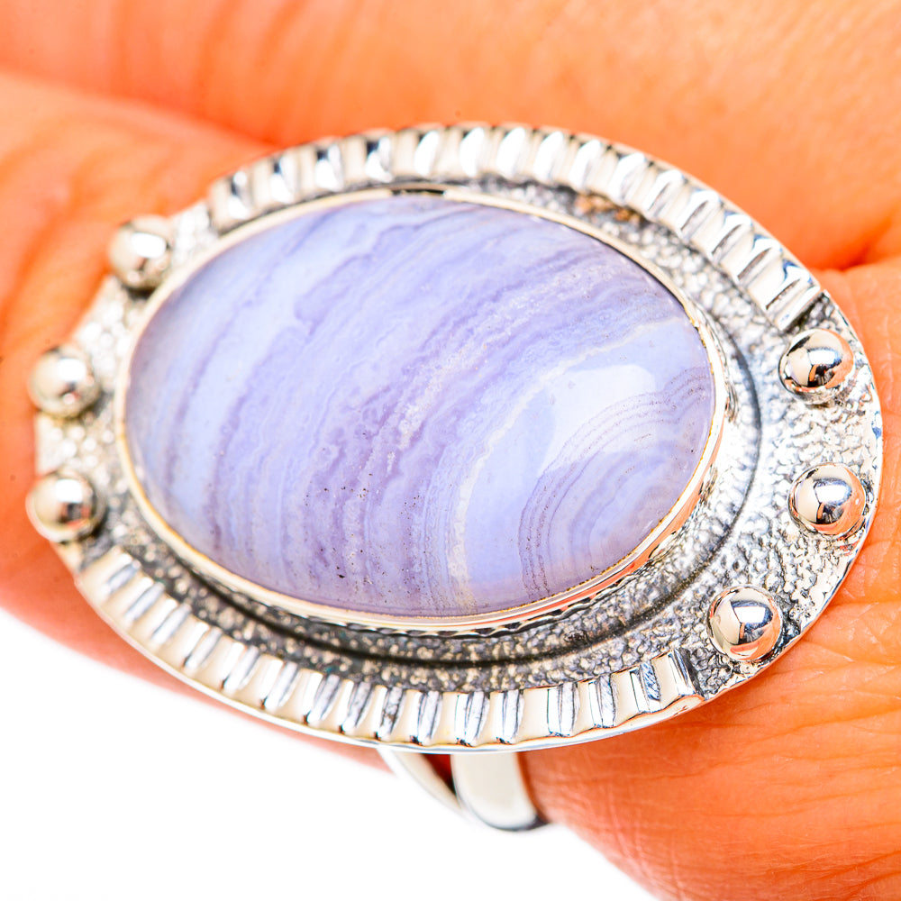 Blue Lace Agate Rings handcrafted by Ana Silver Co - RING105270