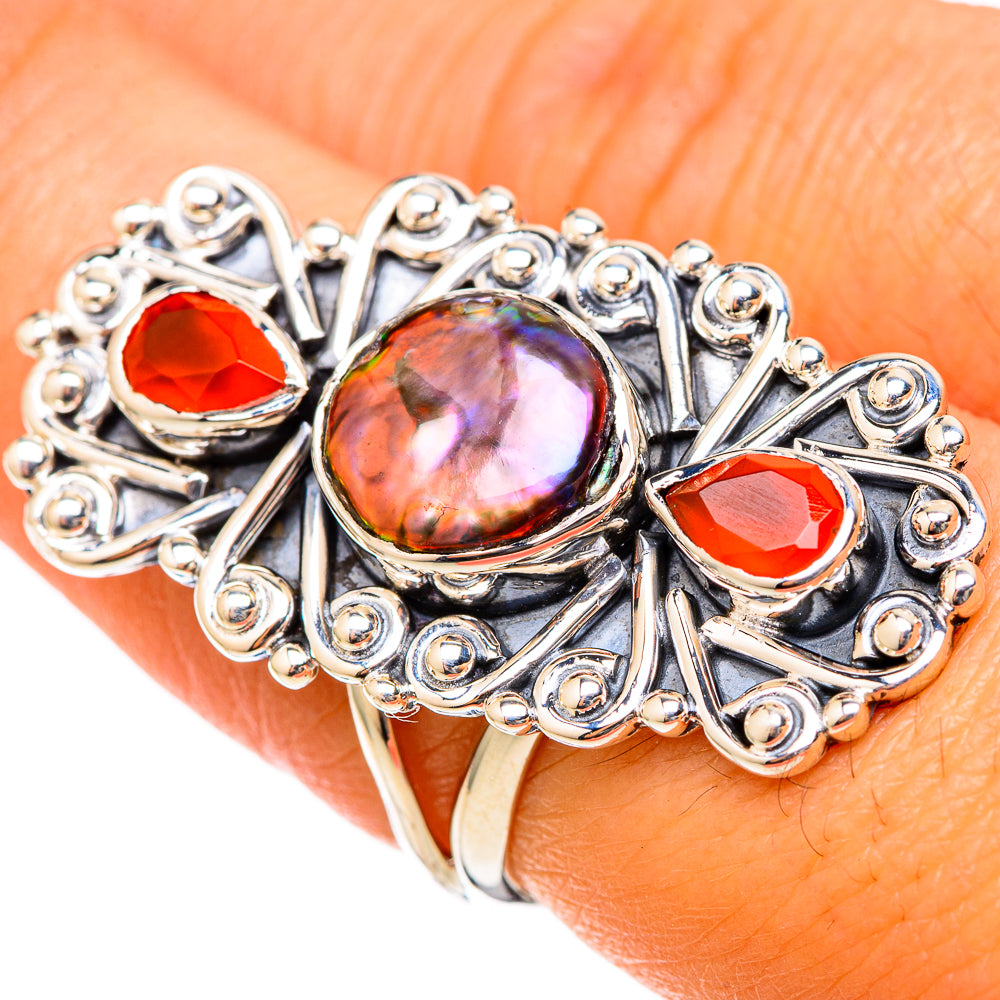 Titanium Mother Of Pearl Rings handcrafted by Ana Silver Co - RING105271