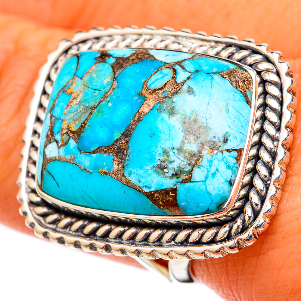 Blue Copper Composite Turquoise Rings handcrafted by Ana Silver Co - RING105275