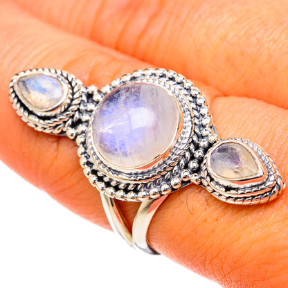 Rainbow Moonstone Rings handcrafted by Ana Silver Co - RING105305