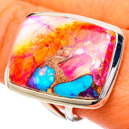 Kingman Pink Dahlia Turquoise Rings handcrafted by Ana Silver Co - RING105306