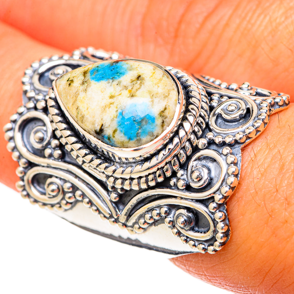 K2 Blue Azurite Rings handcrafted by Ana Silver Co - RING105309