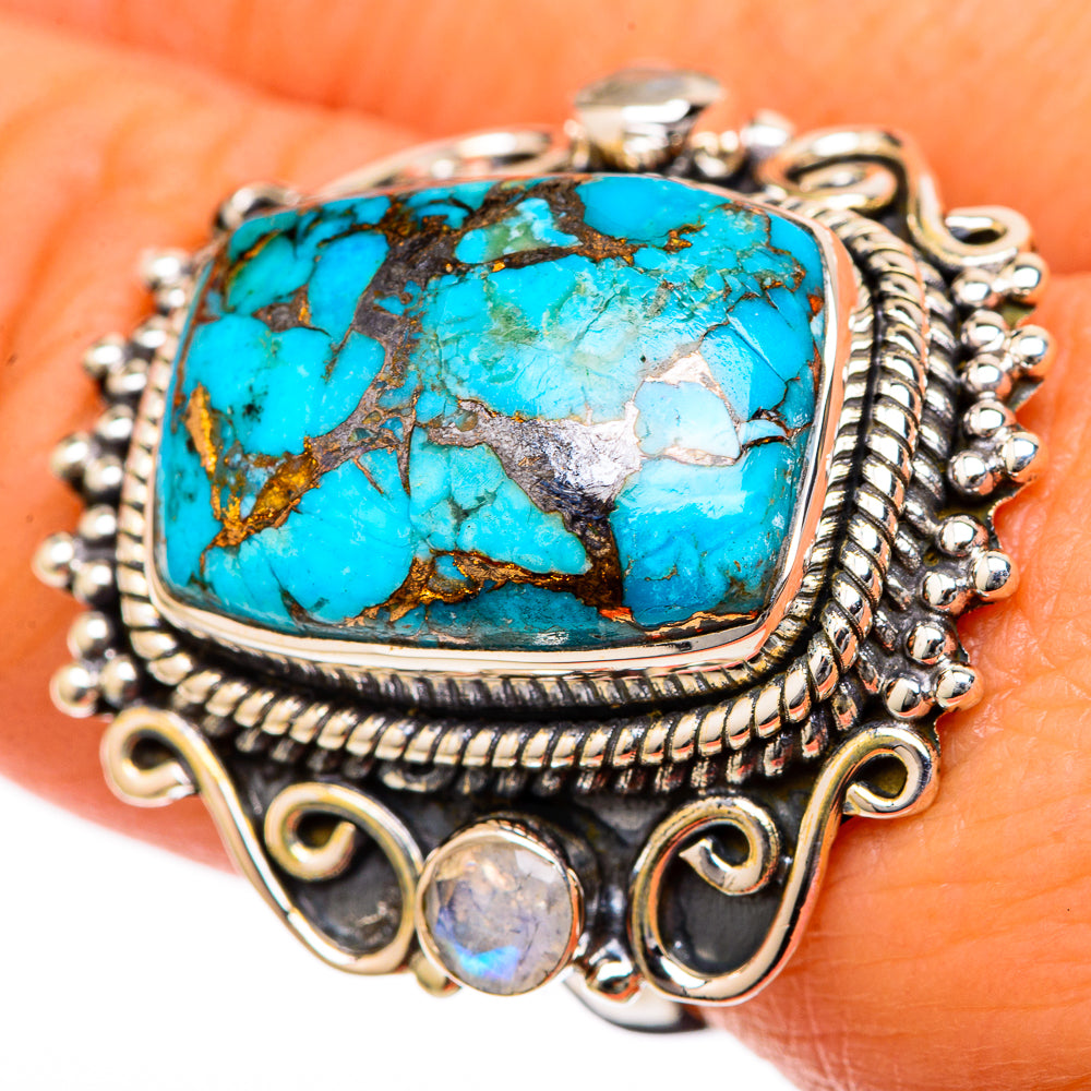 Blue Copper Composite Turquoise Rings handcrafted by Ana Silver Co - RING105313
