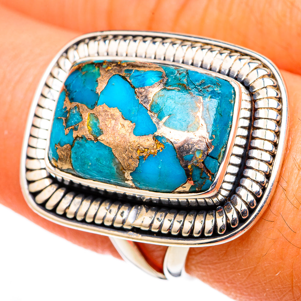 Blue Copper Composite Turquoise Rings handcrafted by Ana Silver Co - RING105320