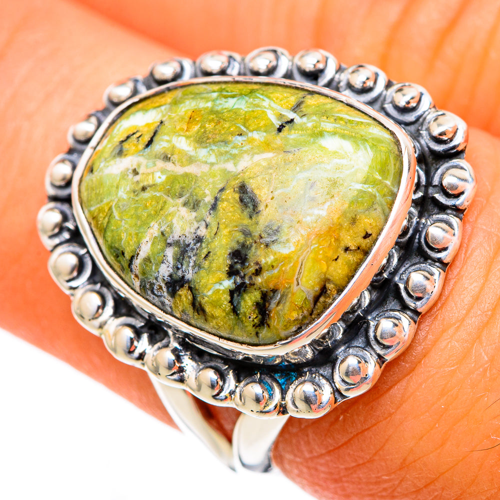 African Green Opal Rings handcrafted by Ana Silver Co - RING105323