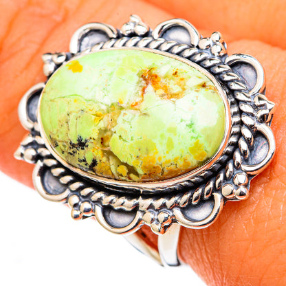 Lemon Chrysoprase Rings handcrafted by Ana Silver Co - RING105324
