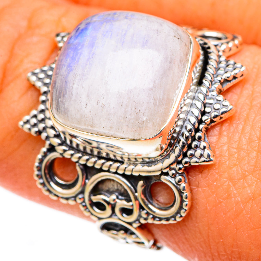 Rainbow Moonstone Rings handcrafted by Ana Silver Co - RING105347
