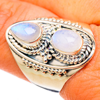 Rainbow Moonstone Rings handcrafted by Ana Silver Co - RING105348