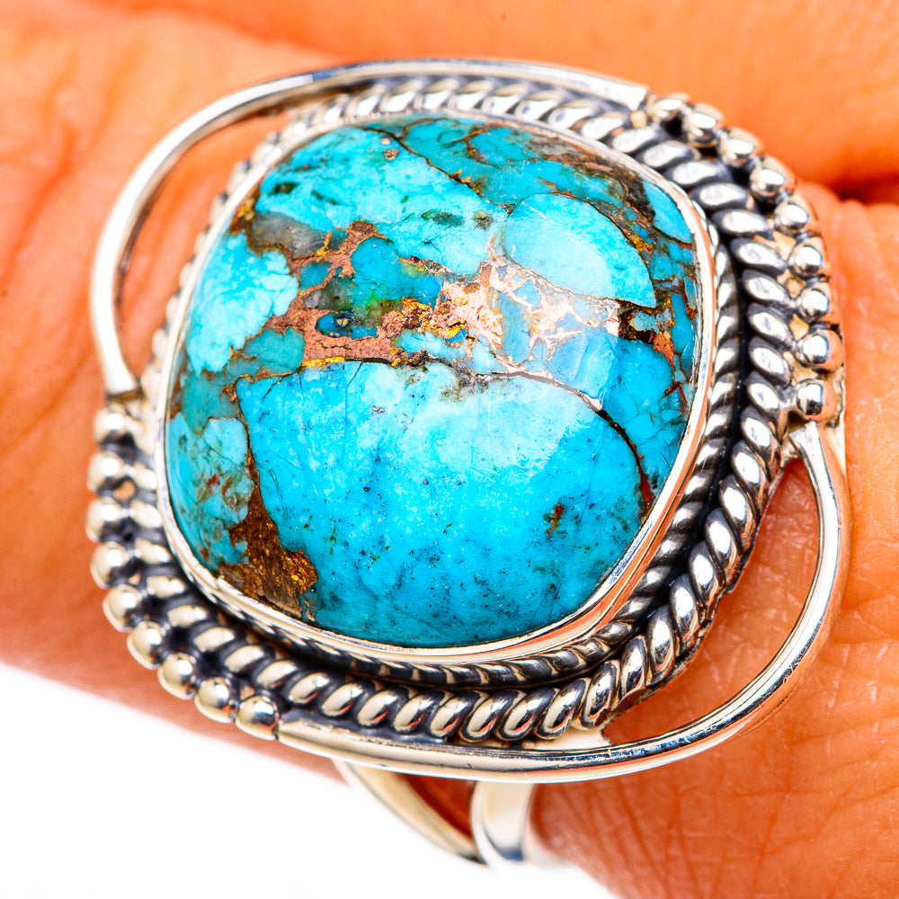 Blue Copper Composite Turquoise Rings handcrafted by Ana Silver Co - RING105356