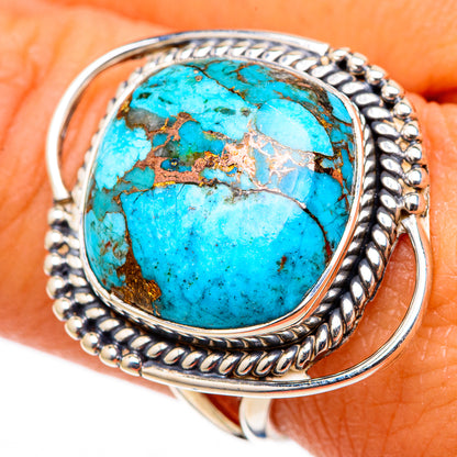 Blue Copper Composite Turquoise Rings handcrafted by Ana Silver Co - RING105356