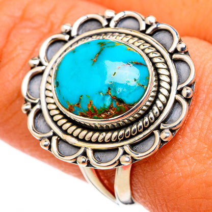Blue Copper Composite Turquoise Rings handcrafted by Ana Silver Co - RING105359
