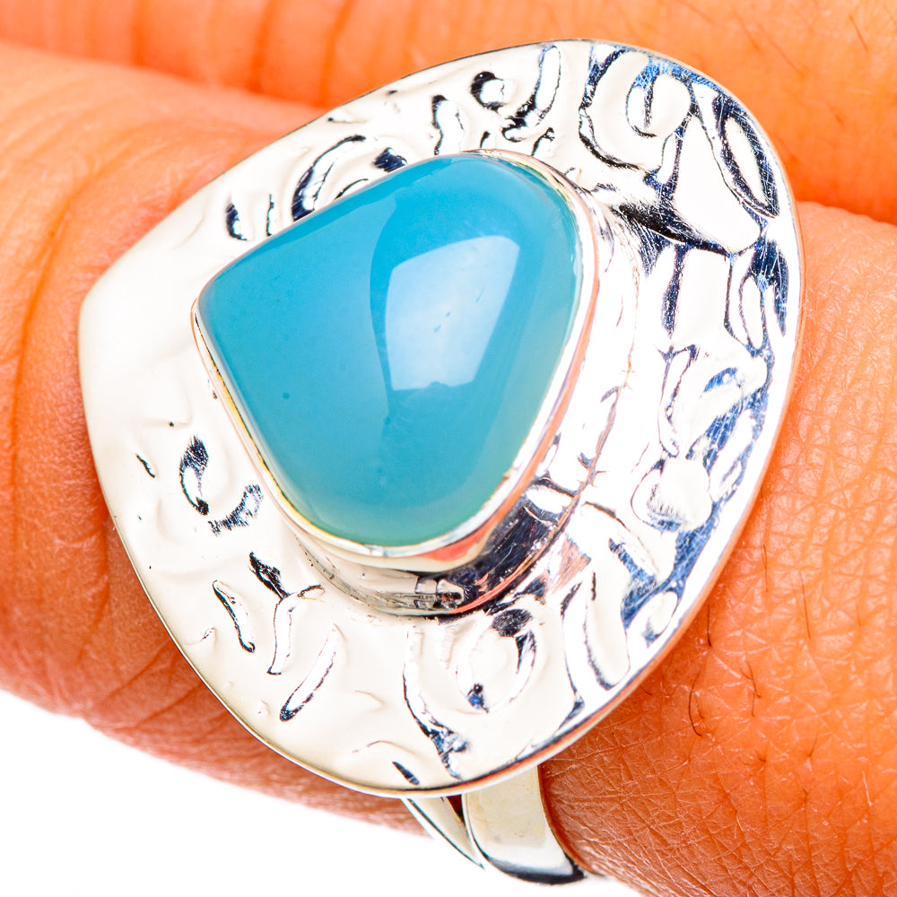 Aqua Chalcedony Rings handcrafted by Ana Silver Co - RING105360
