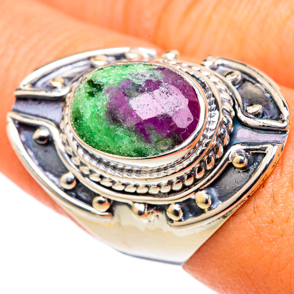 Ruby Zoisite Rings handcrafted by Ana Silver Co - RING105363