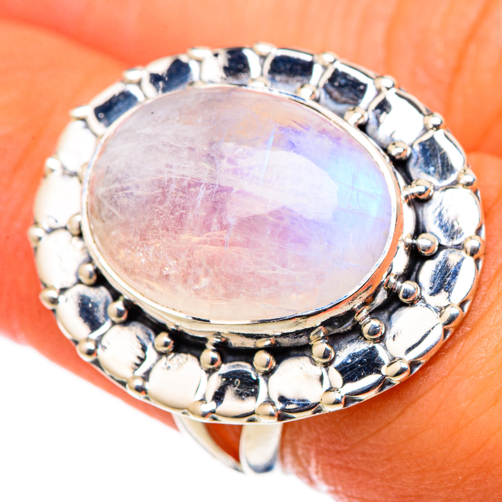 Rainbow Moonstone Rings handcrafted by Ana Silver Co - RING105384