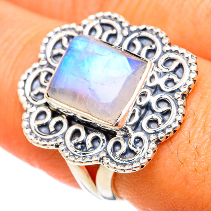 Rainbow Moonstone Rings handcrafted by Ana Silver Co - RING105387