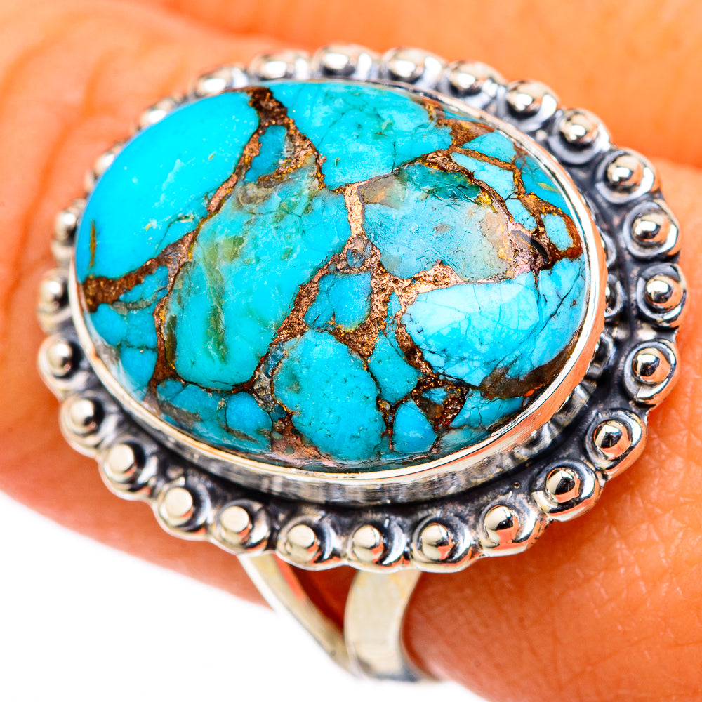 Blue Copper Composite Turquoise Rings handcrafted by Ana Silver Co - RING105396