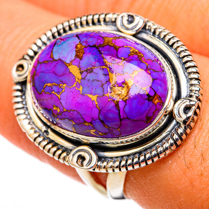 Purple Copper Composite Turquoise Rings handcrafted by Ana Silver Co - RING105415