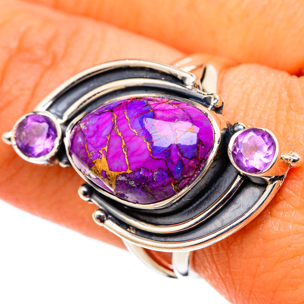 Purple Copper Composite Turquoise Rings handcrafted by Ana Silver Co - RING105416