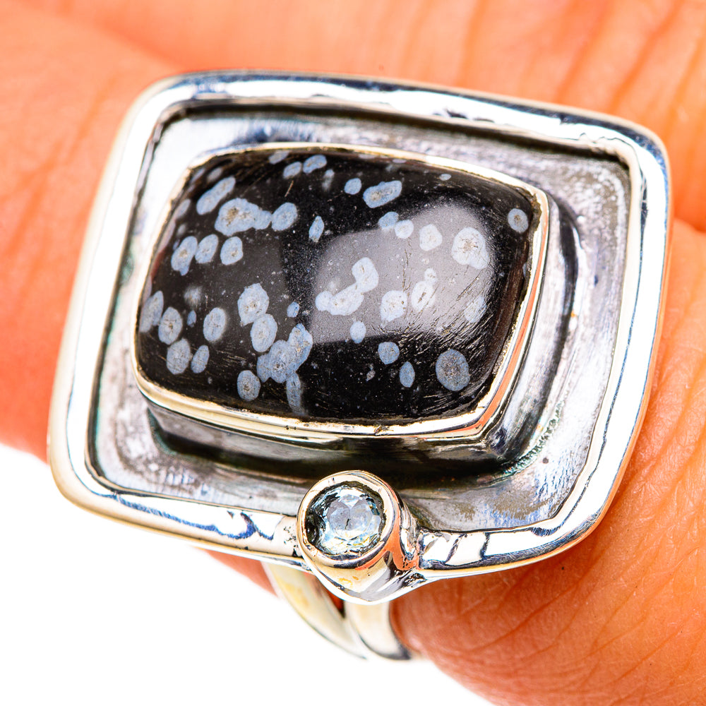 Snowflake Obsidian Rings handcrafted by Ana Silver Co - RING105421