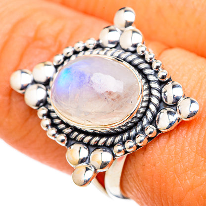 Rainbow Moonstone Rings handcrafted by Ana Silver Co - RING105425