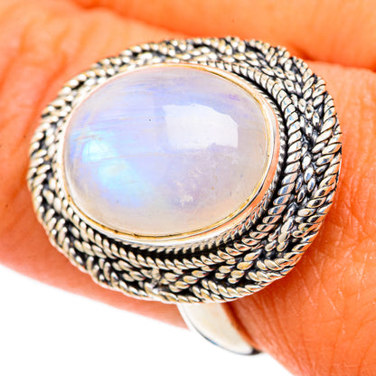 Rainbow Moonstone Rings handcrafted by Ana Silver Co - RING105427