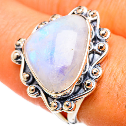 Rainbow Moonstone Rings handcrafted by Ana Silver Co - RING105429
