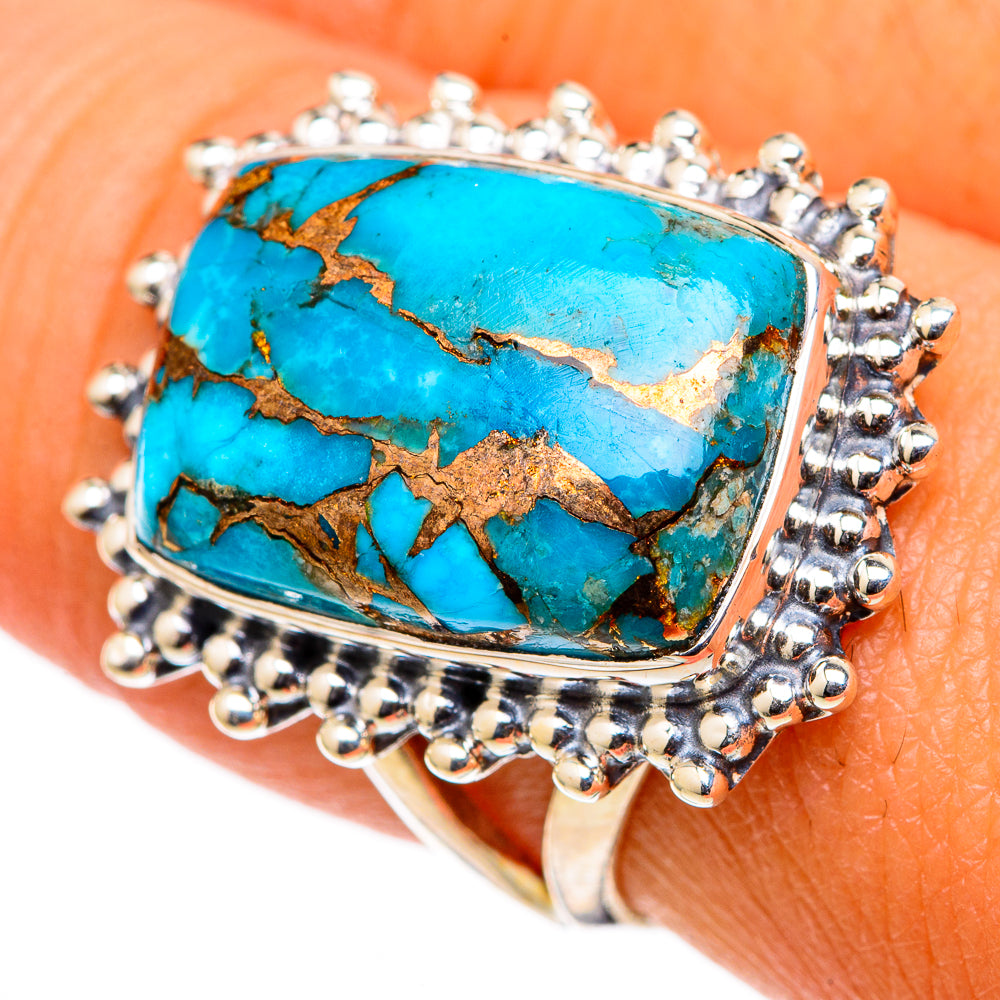 Blue Copper Composite Turquoise Rings handcrafted by Ana Silver Co - RING105436