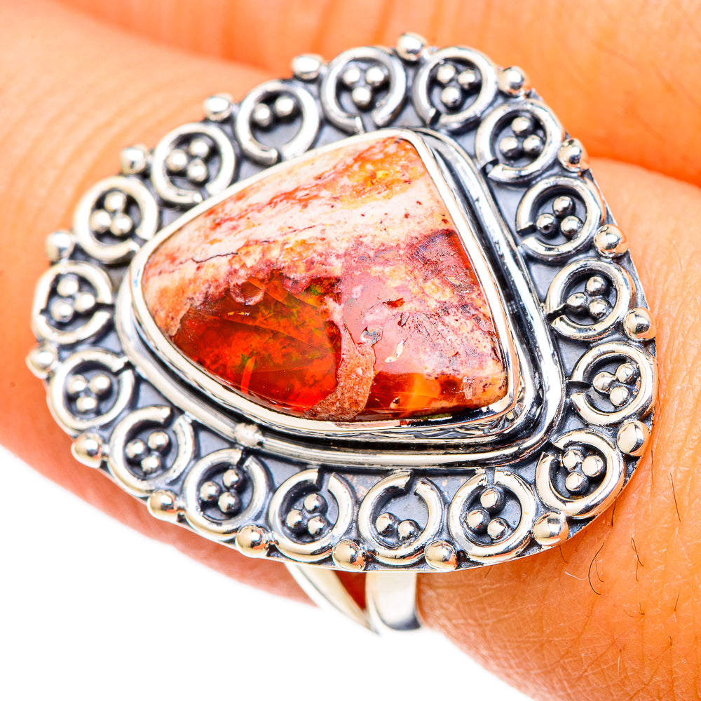 Mexican Fire Opal Rings handcrafted by Ana Silver Co - RING105475
